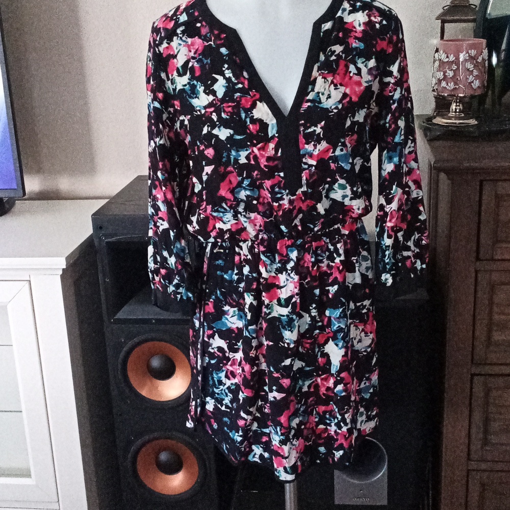 Parker Silk  floral Elasticated Waist Knee Length Dress Womens Small